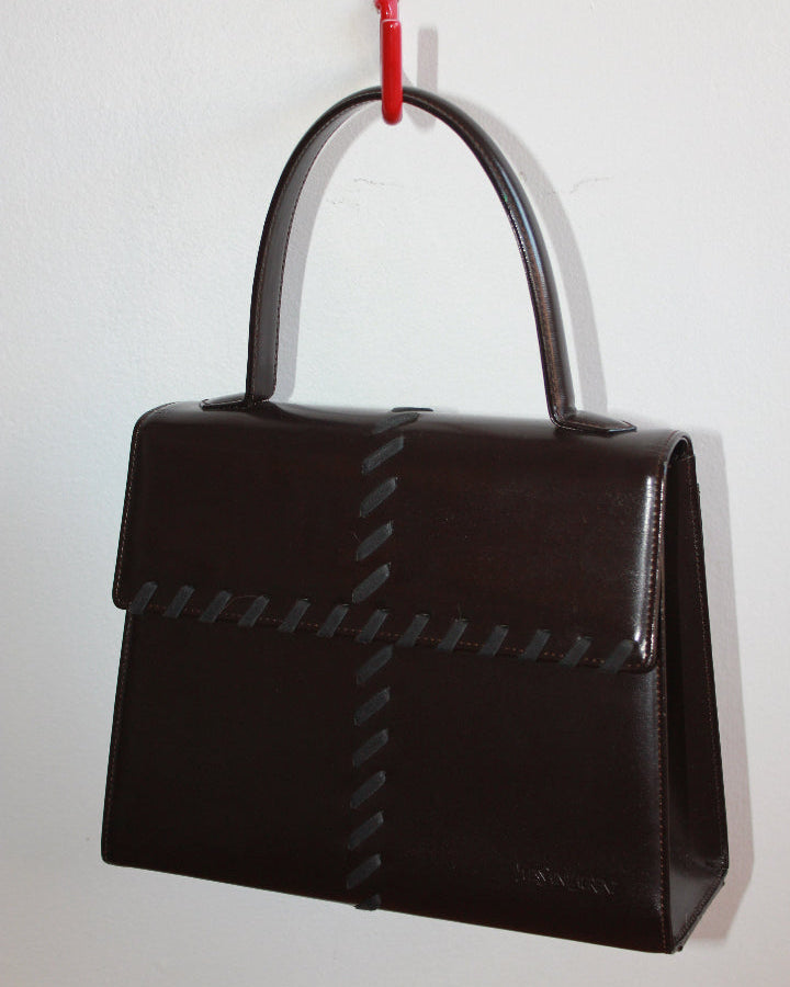 Vintage 70s Yves Saint Laurent Chocolate Brown Top Handle Purse