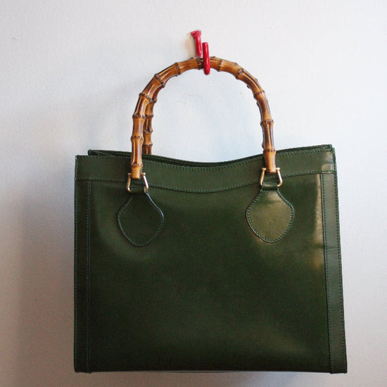 Green Medium Vintage Gucci Diana Bag From The 90s with Bamboo Handles