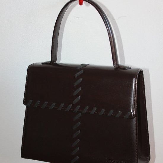 Vintage 70s Yves Saint Laurent Chocolate Brown Top Handle Purse