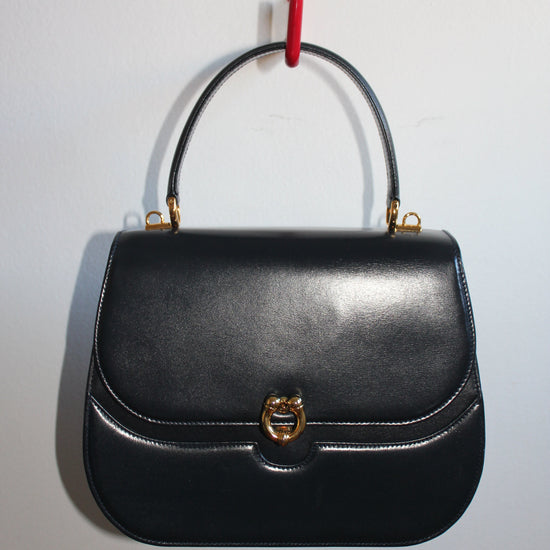 vintage navy blue calfskin gucci handbag