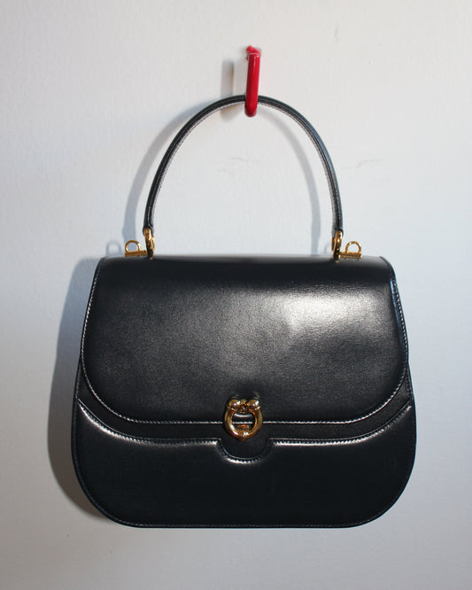 vintage navy blue calfskin gucci handbag